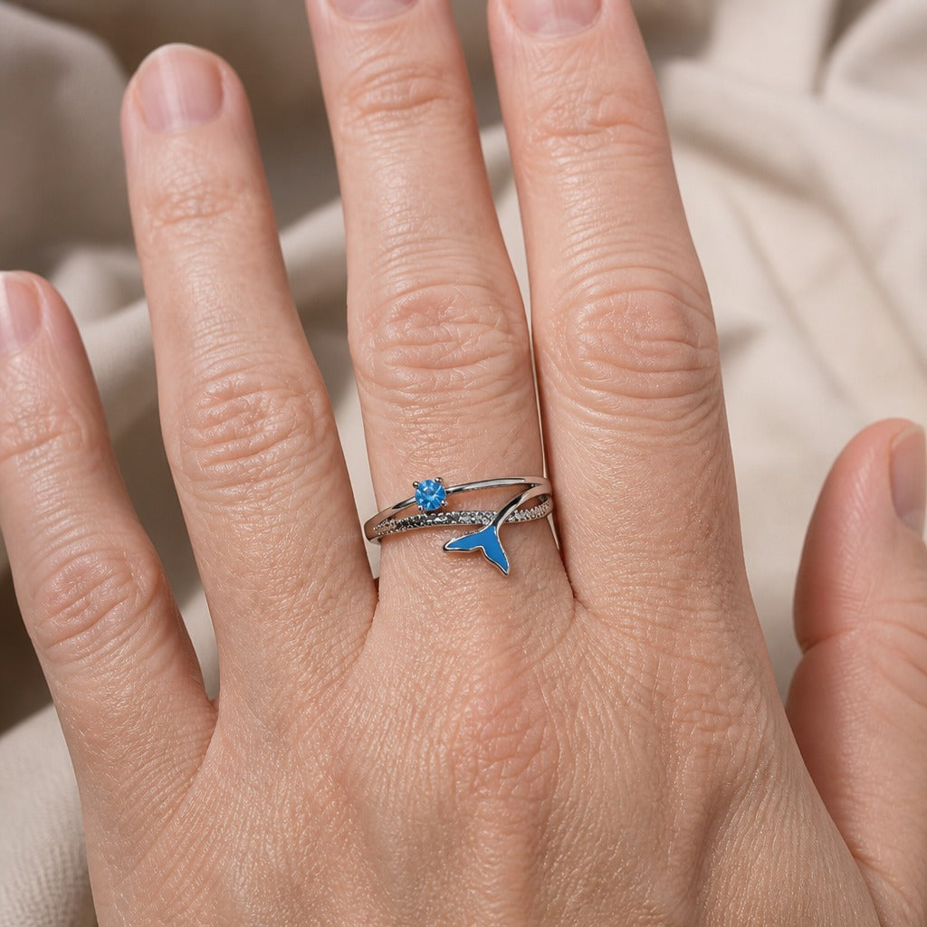 Bague en Argent Zirconia Queue de Poisson