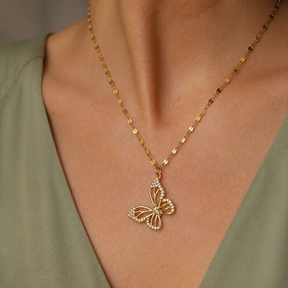 Collier Pendentif Papillon Creux Minimaliste