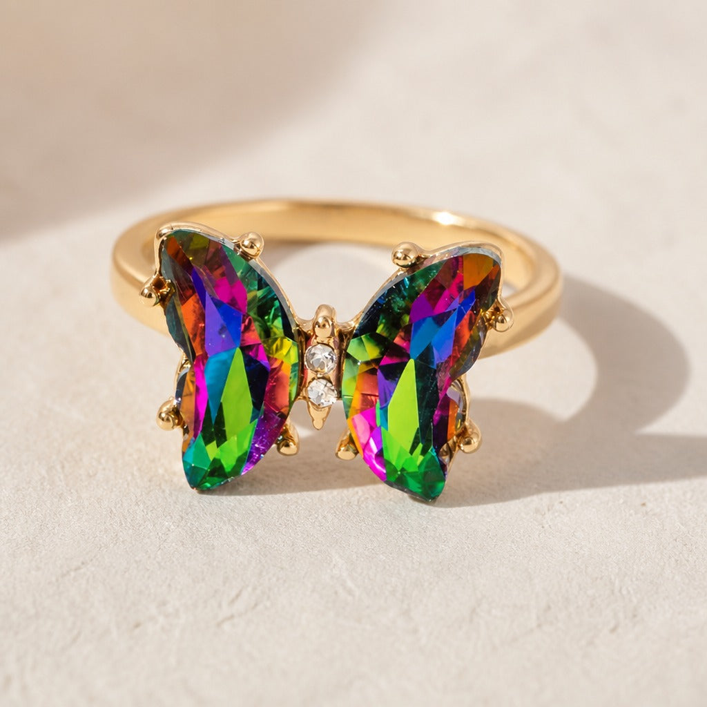 Bague Papillon Arc-en-Ciel Mystique