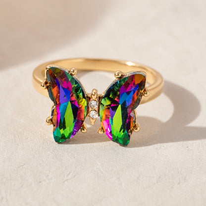 Bague Papillon Arc-en-Ciel Mystique