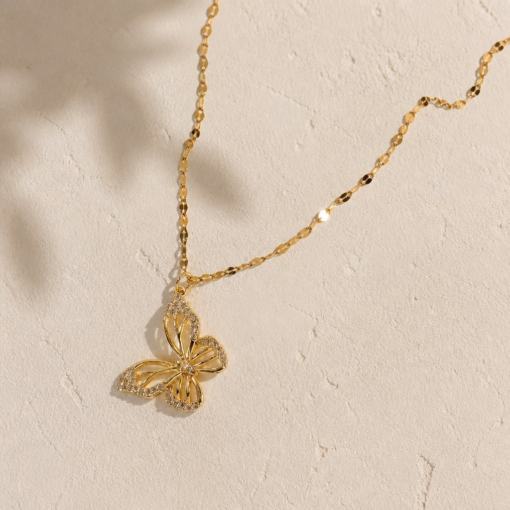 Collier Pendentif Papillon Creux Minimaliste
