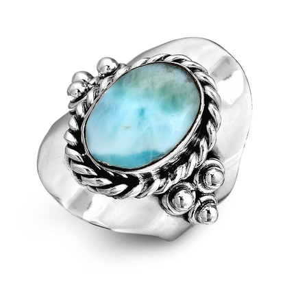 Bague Boho en Argent Larimar