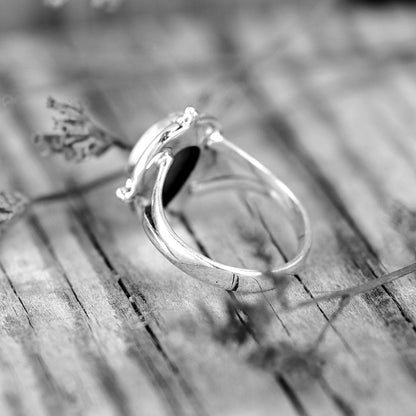 Bague en Argent avec Aigue-Marine en Forme de Goutte