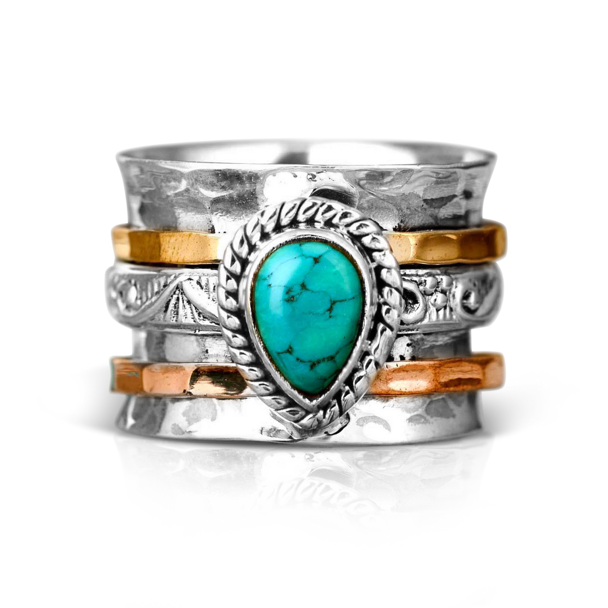 Bague Fidget en Turquoise en Forme de Goutte