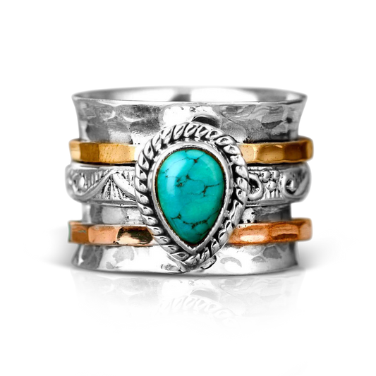 Bague Fidget en Turquoise en Forme de Goutte