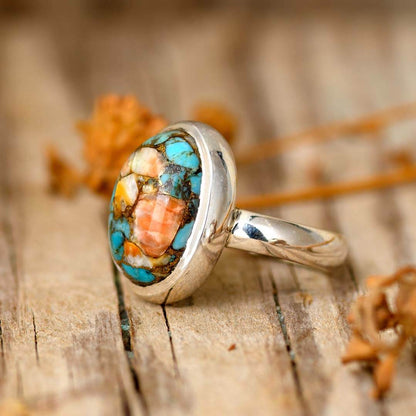 Bague en Turquoise Cuivre Huître