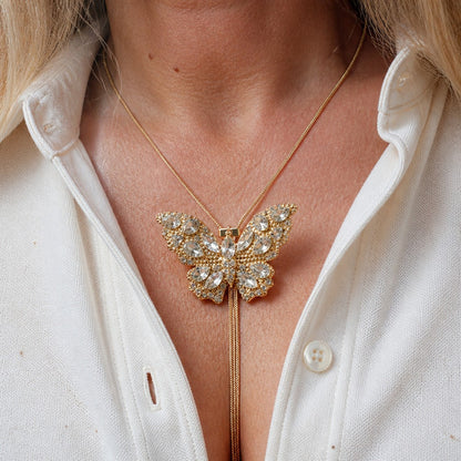 Collier Pendentif Papillon en Cristal Ajustable