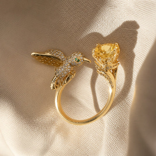 Bague Ajustable en Cristal Colibri