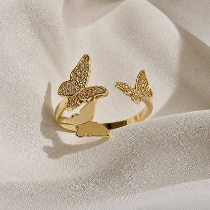 Bague en Or Ajustable en Zirconia Bohème