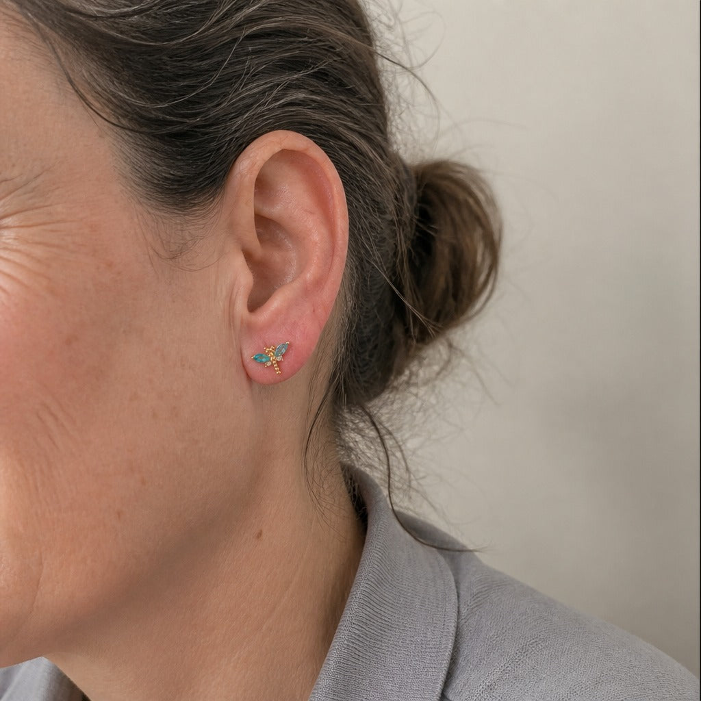 Boucles d'oreilles en or en forme de libellule
