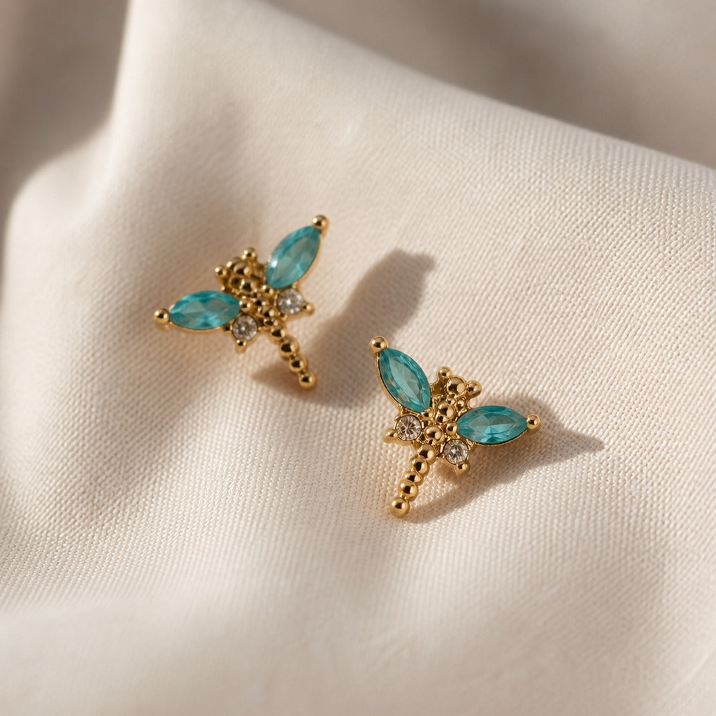 Boucles d'oreilles en or en forme de libellule