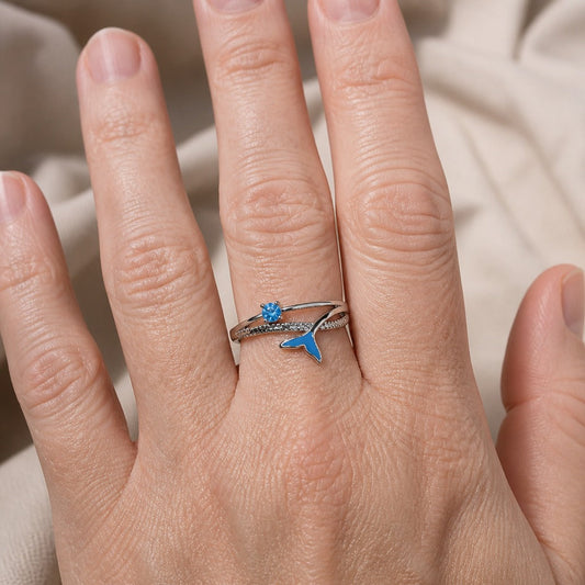 Bague en Argent Zirconia Queue de Poisson