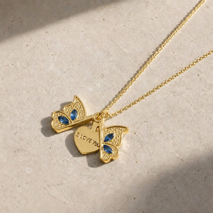 Pendentif Collier Locket Papillon d'Amour