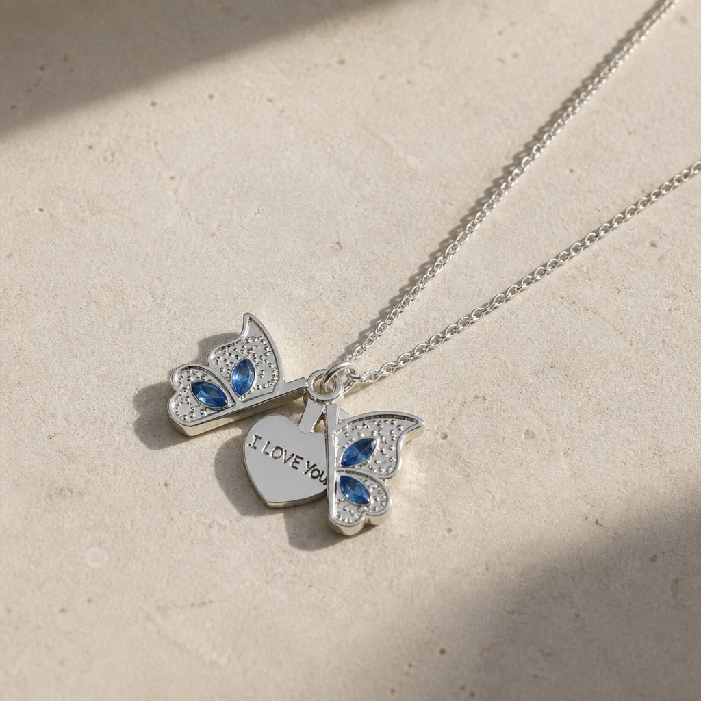 Pendentif Collier Locket Papillon d'Amour
