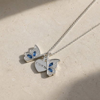 Pendentif Collier Locket Papillon d'Amour