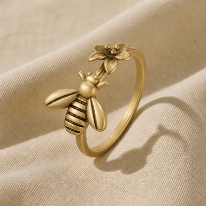 Bague Minimaliste Abeille & Fleur