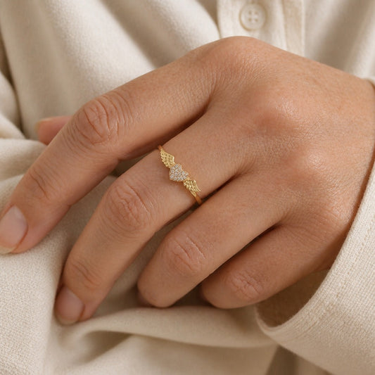 Bague Minimaliste Cœur Aile