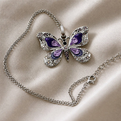 Collier Pendentif Papillon en Cristal Vintage