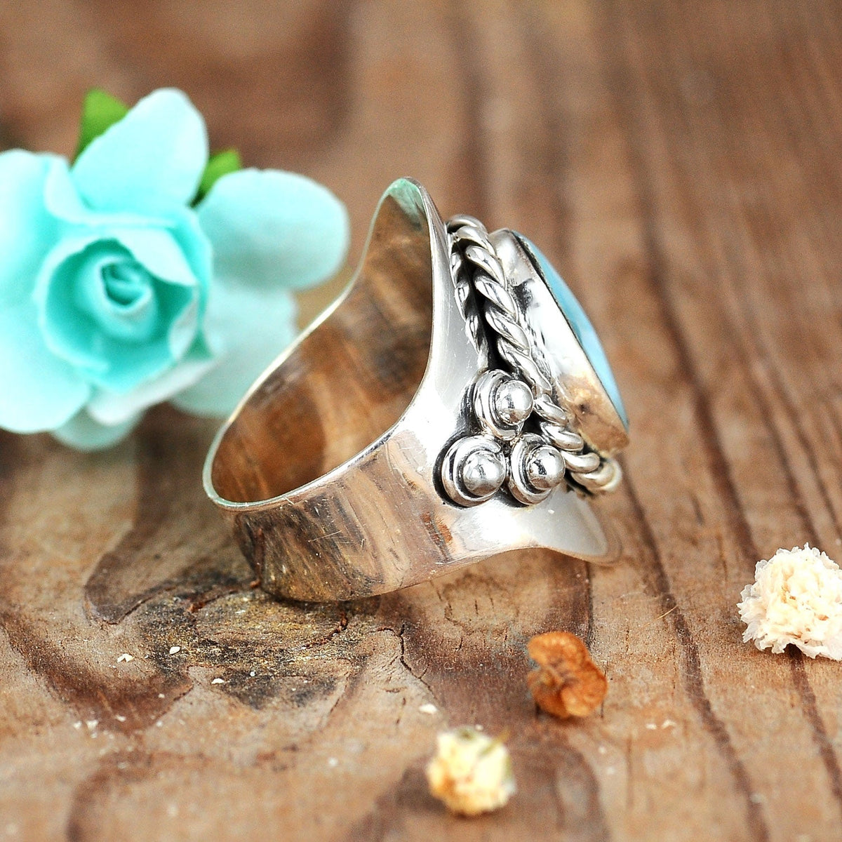 Bague Boho en Argent Larimar